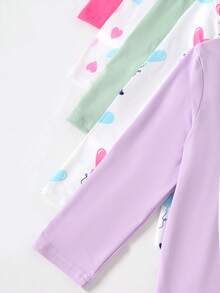 Conjunto de 10 peças/conjunto para meninas, estampa casual de coração + estampa aleatória de coração por toda parte + camiseta de manga comprida de cor sólida combinada com estampa de coração + estampa aleatória de coração por toda parte + conjunto de leggings de cor sólida, outono/inverno