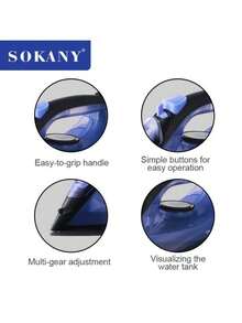 SOKANY 2-In-1 Steam Iron, Handheld Travel, Adjustable Temperature, Portable, Handheld High Pressure Electric Upright Steam Iron, ABS Plastic - EU E Type Plug(220-240V) - View 7