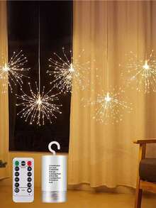 1PC LED Copper Wire Fireworks Hanging Light, Christmas Decoration Light String, Outdoor Decoration Color Light Remote Control Gift Flower Light String, Holiday And Birthday Party Decoration, Home, Living Room, Bedroom Decoration Light, Hanging Fireworks Light - Cylindrical Battery Box + Remote Control - View 5