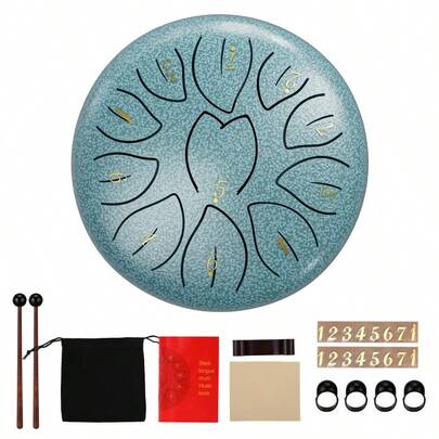 Steel Tongue Drum 6 Inch 11 Notes, Hand Pan Percussion Musical Instrument Steel Drum Set With Drumsticks,Stand Meditation Yoga Musical Education,Best Gift For Adult
