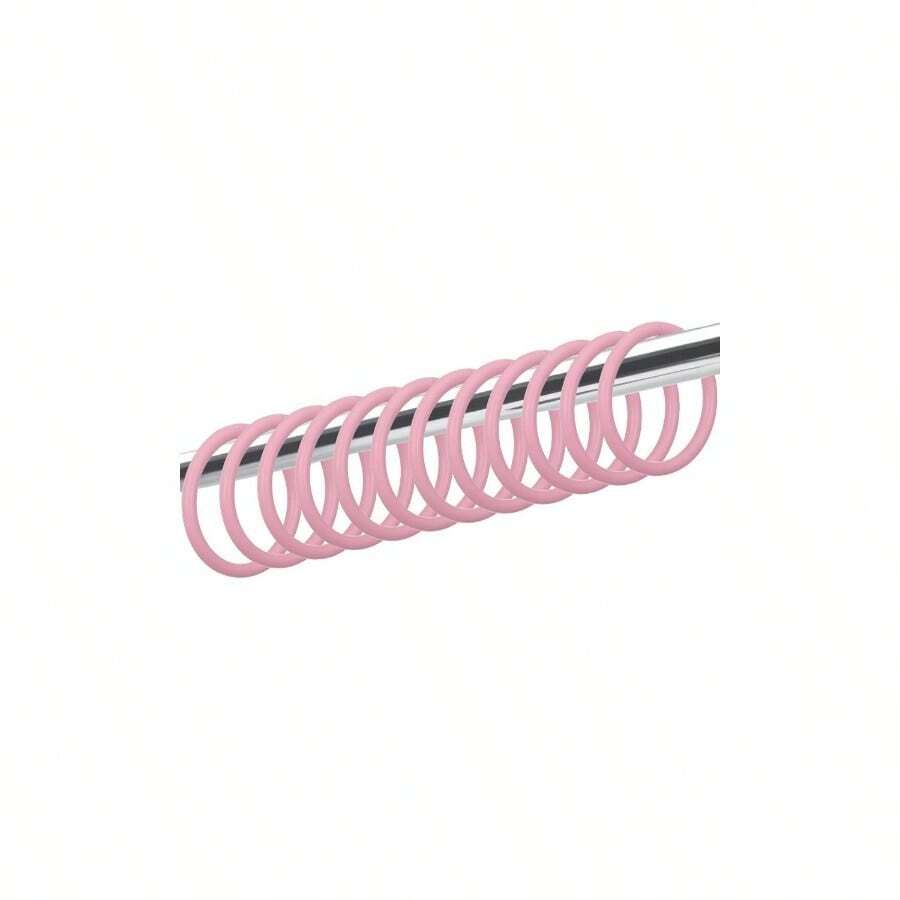 12 Pack Pink Shower Curtain Hooks, Plastic Snap Rings Bathroom, Decorative Round Hangers U2013 Easy Install, No - Slip Closure, Fits Standard Rods - 最初的 - 查看 1