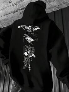 Estilo de  Oscura, Sudadera con Capucha para Hombre con Estampado de Patrón de Elemento Visual Único y Misterioso - Rojo - Ver 9