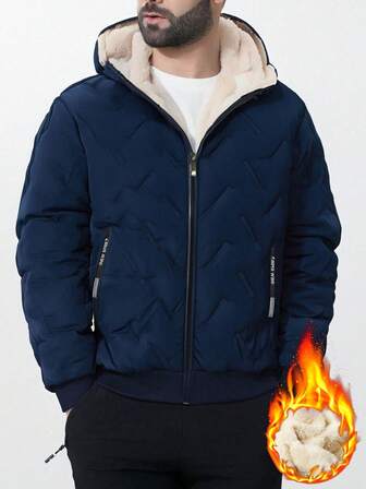 Men's Jacket, Thermal Lined Thick Hooded Coat, Casual Everyday, Vacation, Outdoor, Hiking, Running, Fitness Sports Wear,Fleece,Winter