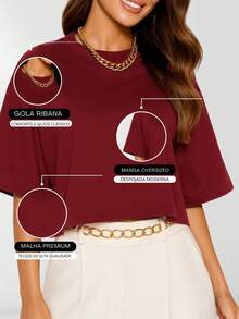 Oversized Women's Cropped - D00 - Maroon - View 3