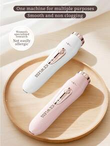 GENAI 三合一女士电动剃须刀，配有面部、身体和鼻部修剪刀头，无痛脱毛，Type-C充电式剃须刀