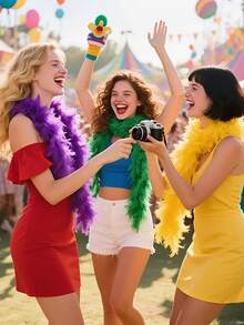 1pc Artificial Feather Boa Great For Women Costume Accessory Party Dancing Dress Up Holiday Christmas Tree Decors Crafting DIY,Christmas Feather Scarf. - A - View 9