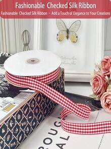 10毫米/40毫米红色格子缎带，优雅的红白条纹缎带，水牛格纹缎带，适用于冬季节日、圣诞树花环、圣诞节、情人节、生日礼物包装 - 彩色 - 查看 5