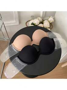 Non-Slip Strapless Bra For Women | Seamless Push-Up Invisible Bra Wedding Dress Low-Cut Camisole Outfit - 黑色的 - 查看 3