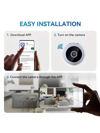 Wireless Mini Home Security Camera, Indoor WiFi Camera Monitoring, Slimme Remote Viewing Via Mobile App, Motion Detection, Easy Setup Easter Butler Assistant view 5