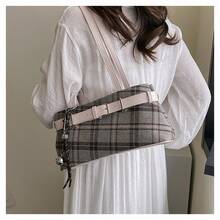 Vintage Plaid Shoulder Bag| Checkered Tote With Pendant, Perfect For Commute, Shopping & Holiday Gifts - Hồng - Xem 7