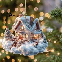 قطعة واحدة من زخرفة داخلية للسيارة بشكل بيت سحابي حلمي من الأكريليك للعيد المجيد