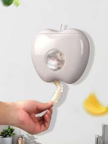 موزع شخصي مثبت على الحائط بشكل تفاحة مصنوع من البلاستيك مع تخزين خالي من العطور لفيلم التغليف وأغطية الاستحمام - حاوية منظم متعددة الاستخدامات للمنزل والحمام
