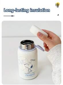 SNOOPY 1 件史努比 380ML 保温杯、牛奶瓶、早餐杯、户外运动水瓶、便携可爱杯、不锈钢车载杯，男女通用 - 彩色 - 查看 8