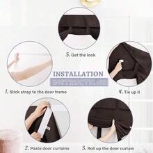 RYB Home French Door Curtains - Privacy Blackout Window Tie Up Shades  For Kitchen Dining Kids Nursery Bathroom Tricia Door Covering, W 26 X L 72 Inches, Brown, 1 Panel - 布朗尼奇 - 查看 3