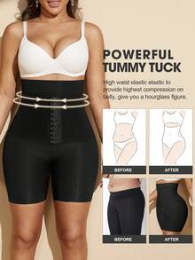 1pc Waist & Navel Design Shapewear For Women, Lifting Waist, Abdomen & Buttocks, Seamless Padded Butt Shaper, Slimming Shorts - Black - View 9