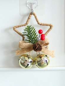 1 peça de sino festivo de Natal em formato de estrela de cinco pontas - Metal e Plástico, ideal para enfeites de árvore, sinos de laço, vitrines e decorações de Natal, decoração de quartos, decoração de casa, decoração de escritórios, decoração de festas temáticas, decoração de Natal, decorações de Natal, decorações de inverno, presentes de Natal para casa, decoração de Natal - Multicolorido - Ver 4