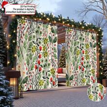 Imprimare 2D plană 1 buc/set Cortina de grădină cu tematică de Crăciun, Cortina cu model floral, Poate fi folosită ca parasolar, Cortina de ușă, Cortina de garaj, Terasă, Grădină, Cortina de fereastră exterioară, Fundal, Decor de sărbători, Decor de petrecere, Decor agățat, Potrivită pentru terasă, garaj, Fundal de petrecere, Lavabilă la mașină, Cu inele pentru instalare ușoară, Decor de Crăciun, Design vibrant Material semitransparent din poliester, Lavabilă la mașină, Decor perfect de Crăciun pentru sărbători