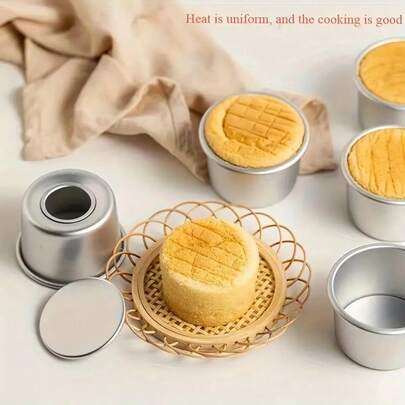 1pc/3pcs/6pcs, Aluminum Alloy Round Cake Mold With Removable Base, Suitable For Making Round Tower Cakes, Cheesecakes, Caramel Candies, And Chocolate Desserts - Essential Mini Tower Pan For Home Baking, Holiday Dessert Mold, Easy-Release Mold