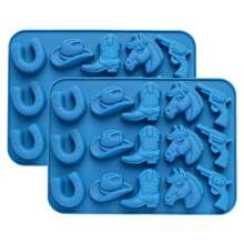 Cowboy Chocolate Molds,Cowboy Hat Boot Horse Saddle Shape Silicone Candy Molds Western Themed Party Baking Moulds Jello Ice Cube Candle Mold For Cupcake Cakesicle Decorations