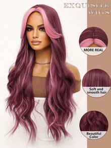 clouder Red Highlight Pink Extra Long Curly Wig 30 Inch Cosplay Wig Halloween Christmas Wig Elegant Soft Matte Hair Loose Curls Casual Outing Street Punk Wig Rock Wig Fluffy Natural Cool Girl Synthetic Heat-Resistant Fiber Wig Suitable For Women Daily Party Wig Music Festival Wig Avant-Garde College Style Wig Modern Fashion Gothic Wig - 挑染粉色 - 查看 7