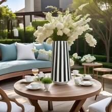 Black Striped Ceramic Vase, Suitable For Tabletop, Wedding Decoration Home Decor Room Decor Flower Vase Glass Vase