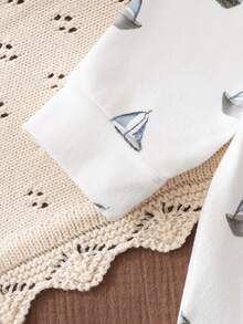 Baby Boy Sailing Print Zip-Up Jumpsuit, Spring/Autumn - White - View 4