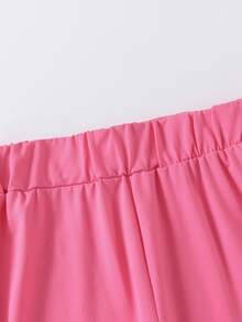 2 st/set tonårsflicka med fjärilstryck, kortärmad t-shirt och utsvängda byxor, vår/sommar - Skrikrosa - Visa 8