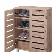 2 Door Shoe Storage Cabinet Oak Wooden Rack Stand Cupboard 4 Tier Euston - Brown - View 6