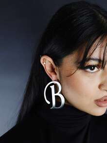 1 Pair Of Personalized Initial Earrings - Custom Letter Jewelry - Large Elegant Earrings - Double Capital Letters - Stainless Steel Fashion Jewelry - Style - Y2K - Fashion - Banquet Style