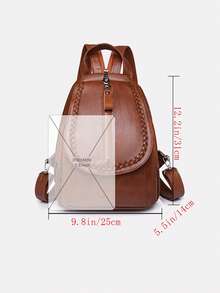 Rucsac la modă din piele PU cu clapă, geantă de umăr cu mai multe straturi și mai multe modalități de transport, potrivit pentru studenții de facultate pentru sezonul școlar