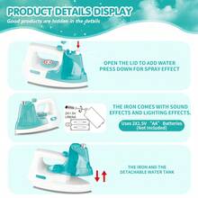 1PC Children's Toy Iron Household Appliance Toy With Sound, Light, And Spray Effects Simulates The Ironing Process Role-Play Toy Tailor Role-Play Game Gender-Neutral Educational Toy Children's Toy Miniature Realistic Household Appliance Toy Girls' Toy Boys' Toy Children's Game Birthday Gift Christmas Gift - Multicolor - View 6