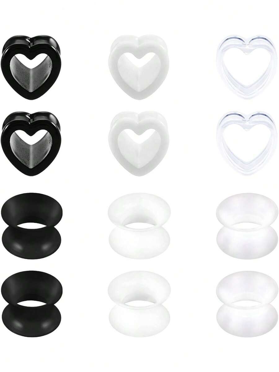 6 Paires Ear Tunnel Plugs Silicone Double Flared Flexible Tunnel Expander Stretching Ear Skin Flexible Flesh Mix Colors Mix Colors 6-16MM 00G 0G 2G - Multicolor - View 1