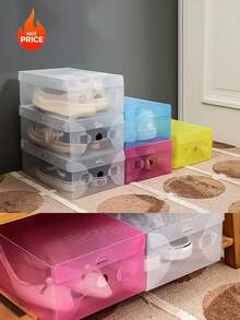 6 piezas/12 piezas/20 piezas Juego de cajas de zapatos de plástico transparente - a prueba de humedad, a prueba de agua, con orificios de ventilación, diseño plegable que ahorra espacio para almacenamiento de zapatos en el dormitorio, caja de almacenamiento de zapatos para el hogar y la vida/almacenamiento y almacenamiento/almacenamiento de zapatos/estante de zapatos