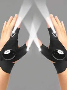 1 Pair Of LED Flashlight Gloves - Perfect For Car Maintenance, Night Fishing, Running, Camping, And Hiking! (Excluding Battery)