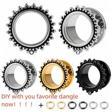 2 件热销简易/DIY 不锈钢图案螺丝扩耳器量规耳塞隧道耳环穿孔身体首饰拉伸器珠宝女士/女孩 - DIY 1 - 查看 2