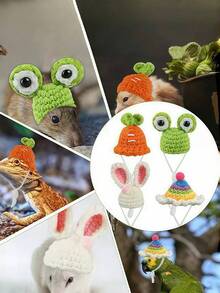 小型宠物针织帽，仓鼠专用小帽子，宠物仓鼠服装帽子，圣诞草帽可调节泰迪仓鼠头饰，泰迪仓鼠服装鹦鹉头饰，玄凤鹦鹉，豚鼠配饰