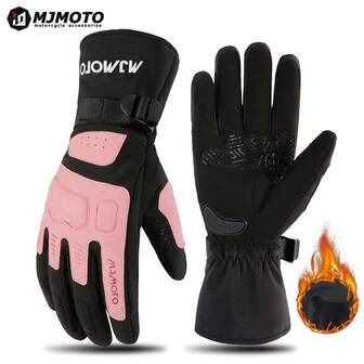 MJMOTO Guantes de moto de invierno para mujer de color rosa, a prueba de viento y agua, para conducir motocicletas, con pantalla táctil