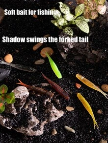 12pcs/Package New Style Soft Bait With Shadow Swing Tail, Simulating Fish Tail Movement, Lightly Floating And Slowly Sinking, Suitable For Freshwater, Saltwater, And Black Pits, Black Bass Fishing Gear, Predator Bait, Soft Tail Worm Imitation Bait, Jig Head Hooks, Fish Head Hooks For Long-Range Casting Artificial Bait