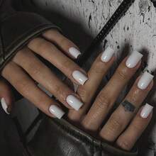 New Style Solid-Color White Rectangular Homemade Nail Art