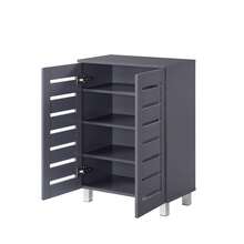 2 Door Shoe Storage Cabinet Dark Grey Wooden Rack Stand Cupboard 4 Tier Euston - Grey - View 7