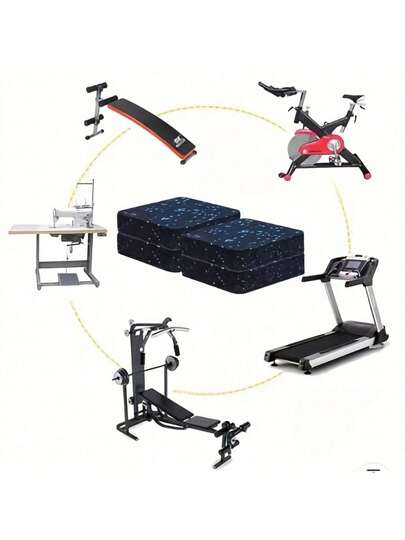 4 Heavy-Duty Shock-Absorbing Treadmill Mats, Non-Slip Sports Floor Mats, Noise Reduction Mats, Household, Commercial Places, Carpets, Wooden Floors, Etc., Treadmills, Fitness Equipment, Yoga, Weightlifting Floor Protection Mats