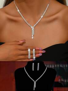 1 Set Elegant Party/Wedding Bridal Jewelry Accessories - Earrings & Necklace