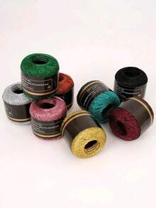 1 لفة من خيط ذهبي لامع 1.5 مم DIY، خيط معدني لخيوط DIY لامعة وزخرفية، خيط كروشيه وتريكو للكنزات والأوشحة