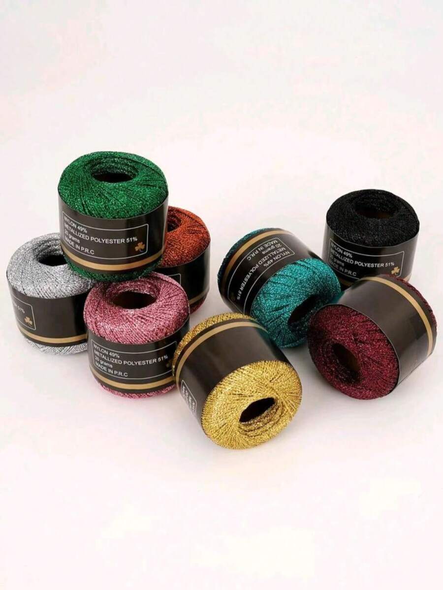 1 لفة من خيط ذهبي لامع 1.5 مم DIY، خيط معدني لخيوط DIY لامعة وزخرفية، خيط كروشيه وتريكو للكنزات والأوشحة