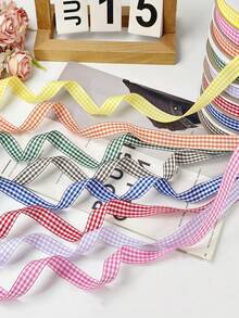 10毫米/40毫米红色格子缎带，优雅的红白条纹缎带，水牛格纹缎带，适用于冬季节日、圣诞树花环、圣诞节、情人节、生日礼物包装 - 彩色 - 查看 6