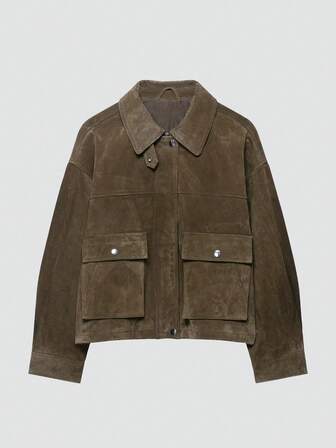 Flap Pocket Drop Shoulder Coat