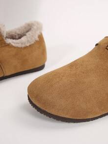 新款梅拉德金属扣设计保暖内衬厚软底女式雪地靴，冬季，平底 - 卡其色 - 查看 5