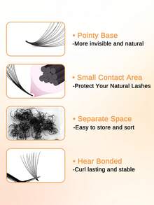 800 Fans 10D/12D/14D/16D/20D Loose Fan 8-15Mixed Length Pointy Base Premade Fans Sharp Thin Slim Medium Stem Volume Russian Eyelashes Extensions 0.05mm - C - View 2