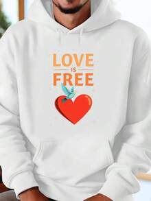 Loveisfree Print Hoodie - Long Sleeve, Knit Fabric, Relaxed Fit, Full Size, Fashionable Graphic Print, Perfect For Casual Outings And Daily Wear, Black White Red Grey Navy,Fall Hoodies,Men's Fall Clothes,Street Wear,Halloween,Mens Hoodies,Y2k Clothes,Jesus Hoodie,Thanksgiving Day,Nightmare Before Christmas,Christmas - White - View 1