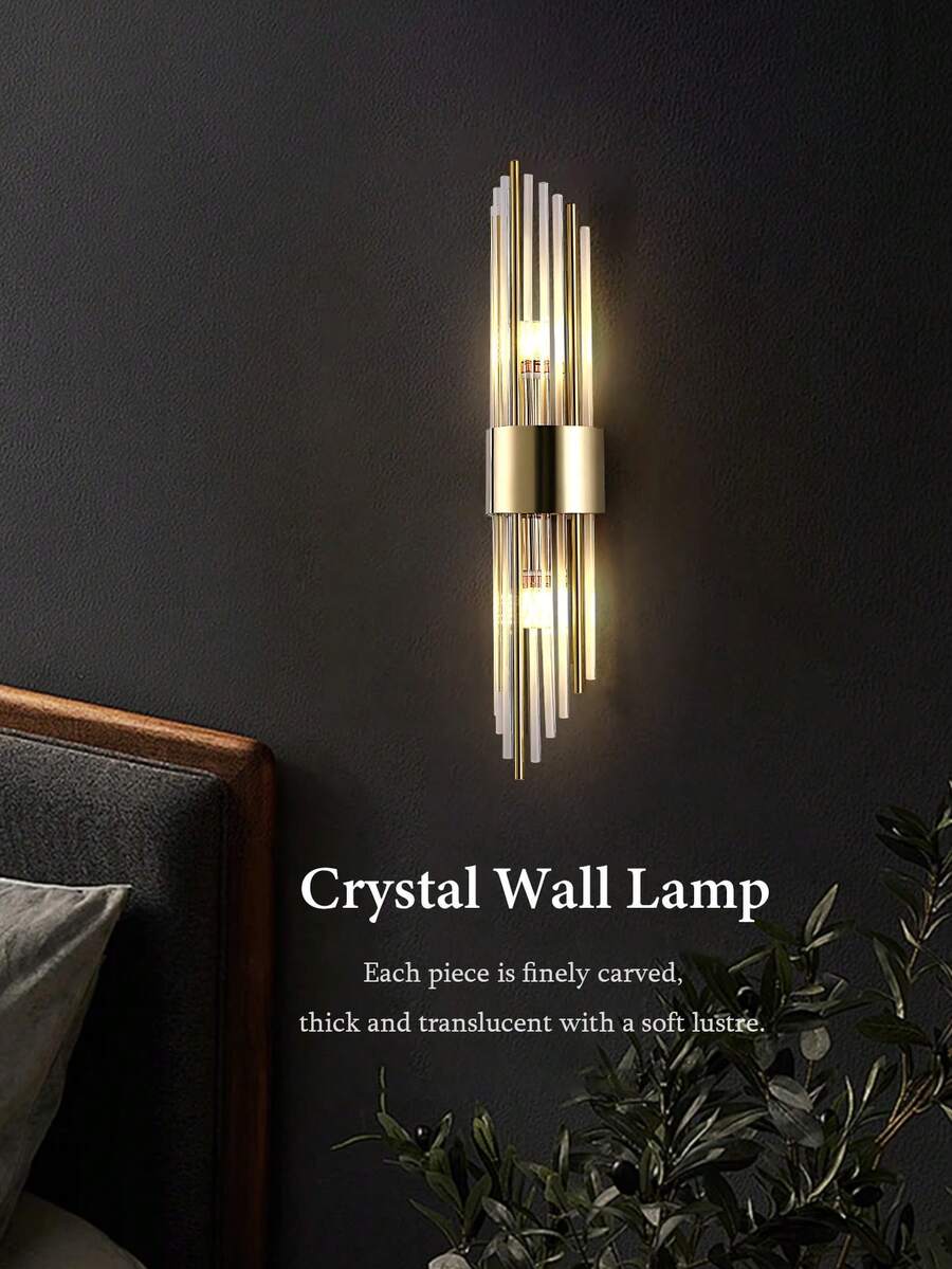 1-Piece/2 Pieces Modern Crystal Wall Sconce With Gold Tassels, Compatible With G9/E14 Bulbs. Features High-Clarity Crystal And Stainless Steel Body. Ideal For Living Rooms, Bedrooms, Bedside Interiors, Wall Decor, And Ambient Lighting.